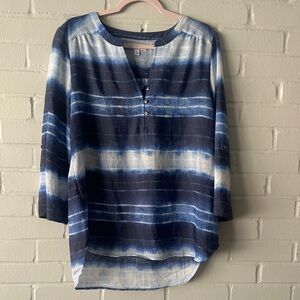 Kim Rogers Navy and Light Blue Top